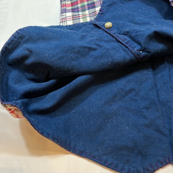 Patchwork clown plaid flannel BUTTON VEST V neck red blue green white FUN MOM 2X - Picture 12 of 12